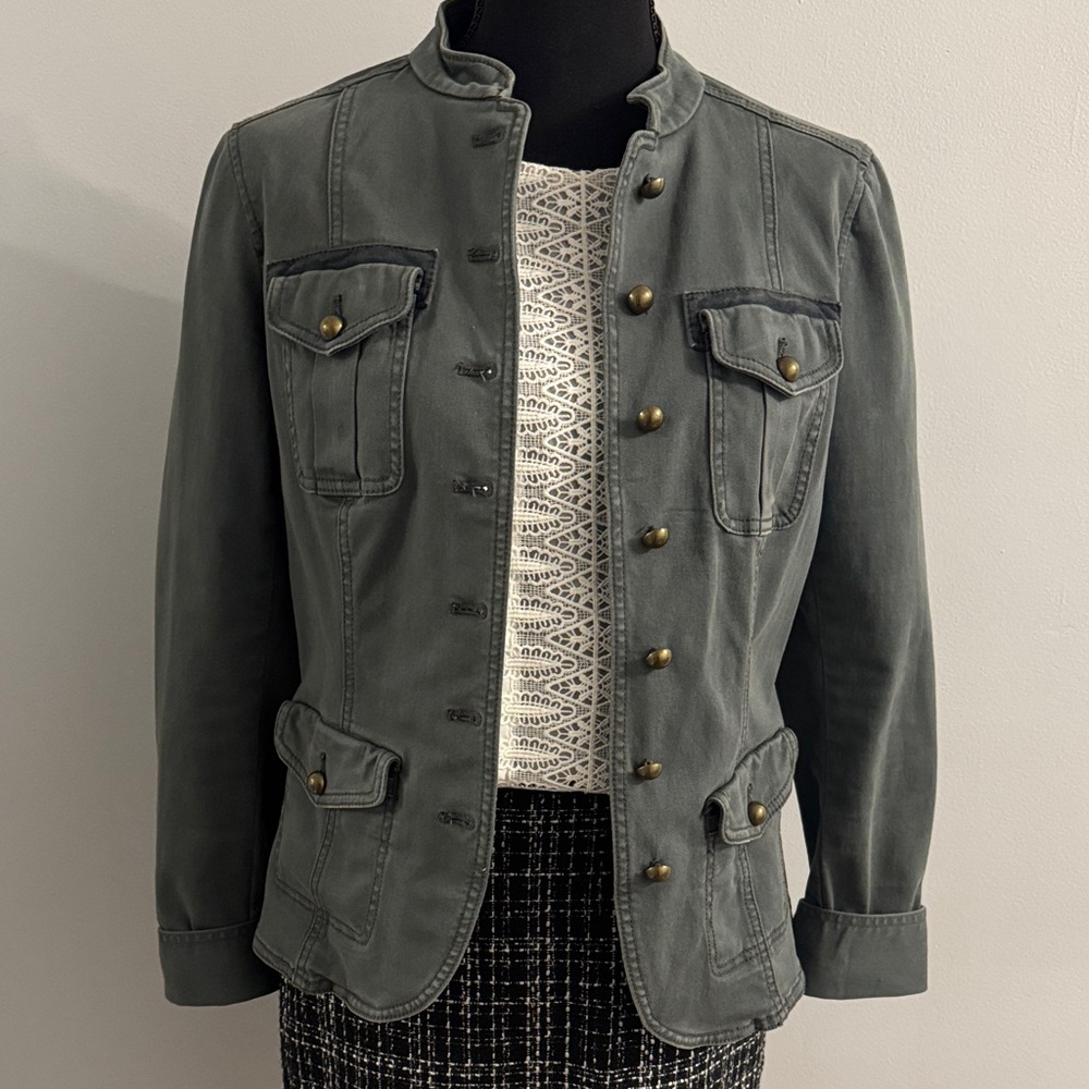 White House Black Market Olive Military Jacket